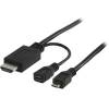 VALUELINE MHL Micro USB to HDMI + Micro USB B Female Adapter Cable 1m Black VLMP 39010 B10